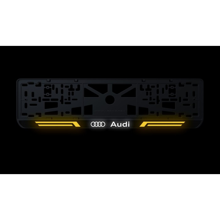 Номерная рамка Audi стиль #4 из высококачественного ABS пластика Ledos выглядит как LCD дисплей