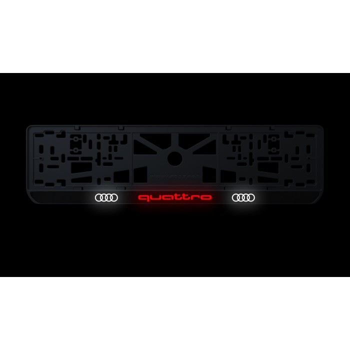 Номерная рамка Audi Quattro из высококачественного ABS пластика Ledos выглядит как LCD дисплей