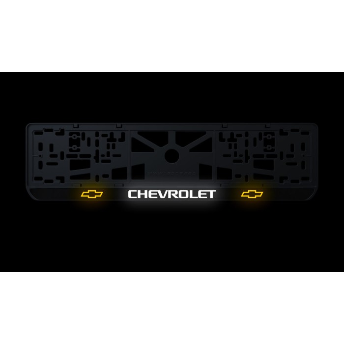 Номерная рамка Chevrolet стиль #1 из высококачественного ABS пластика Ledos выглядит как LCD дисплей