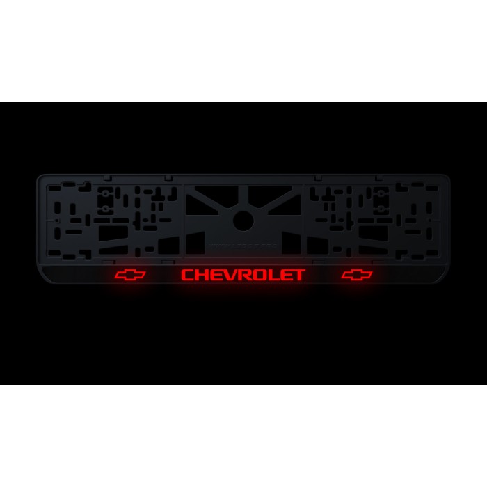 Номерная рамка Chevrolet стиль #2 из высококачественного ABS пластика Ledos выглядит как LCD дисплей