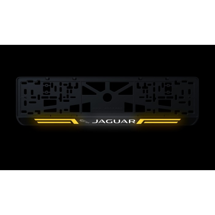 Номерная рамка Jaguar стиль #4 из высококачественного ABS пластика Ledos выглядит как LCD дисплей