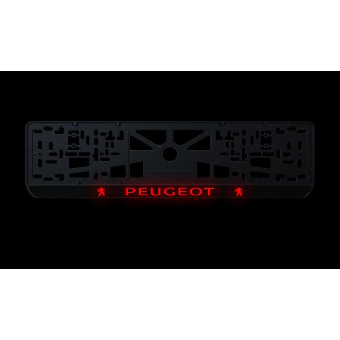 Номерная рамка Peugeot стиль #2 из высококачественного ABS пластика Ledos выглядит как LCD дисплей