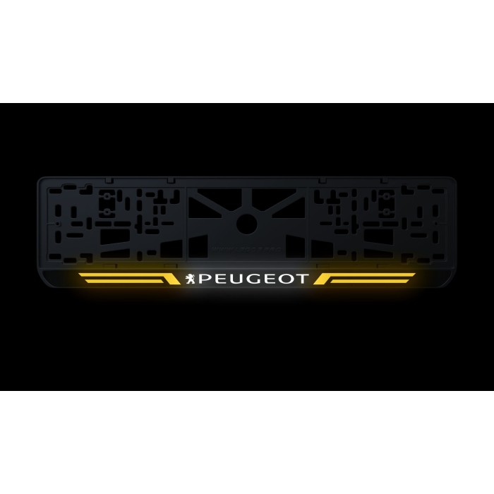 Номерная рамка Peugeot стиль #4 из высококачественного ABS пластика Ledos выглядит как LCD дисплей
