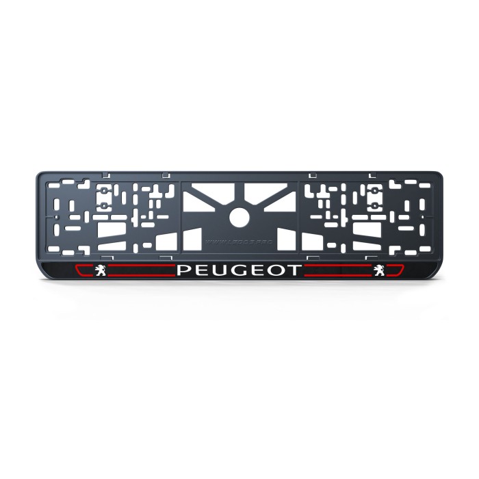 Номерна рамка Peugeot стиль #5 із високоякісного ABS пластику Ledos виглядає як LCD дисплей.