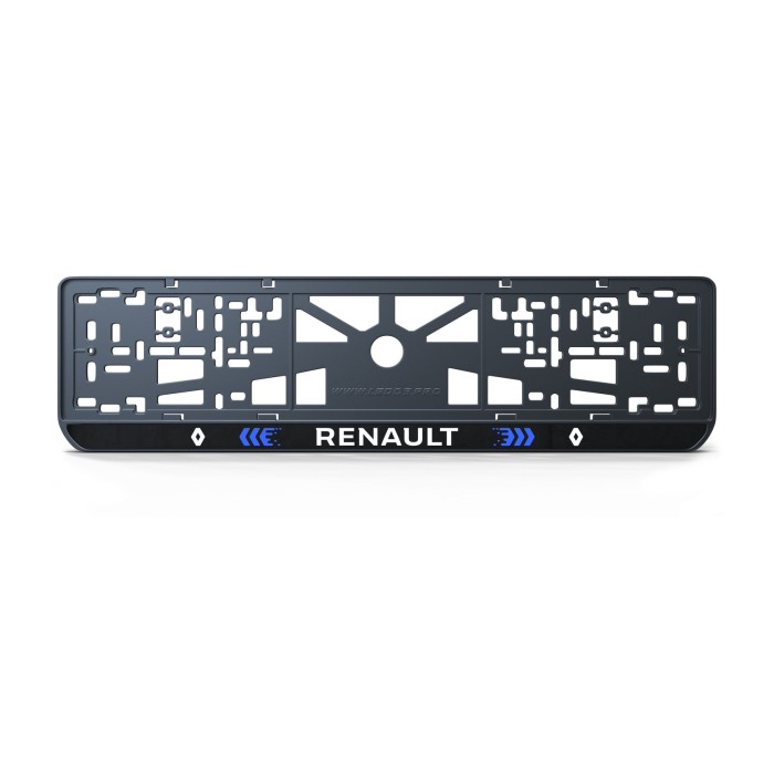 Номерна рамка Renault стиль #3 із високоякісного ABS пластику Ledos виглядає як LCD дисплей.