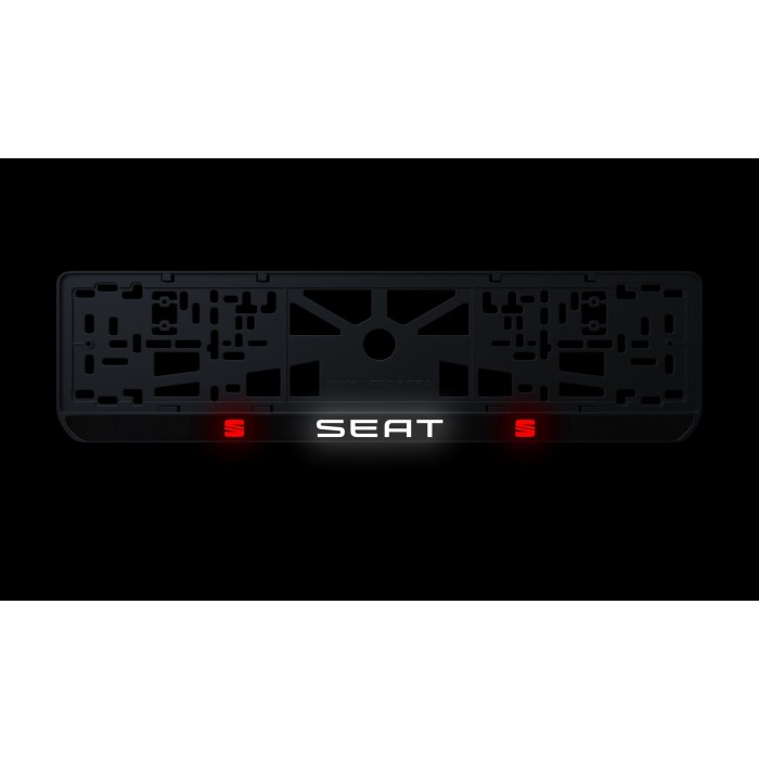 Номерная рамка Seat стиль #1 из высококачественного ABS пластика Ledos выглядит как LCD дисплей