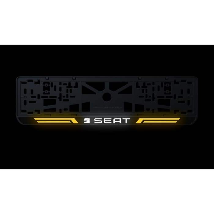 Номерная рамка Seat стиль #4 из высококачественного ABS пластика Ledos выглядит как LCD дисплей