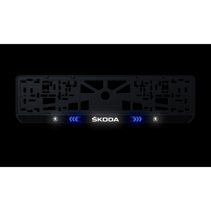Номерная рамка Skoda стиль #3 из высококачественного ABS пластика Ledos выглядит как LCD дисплей