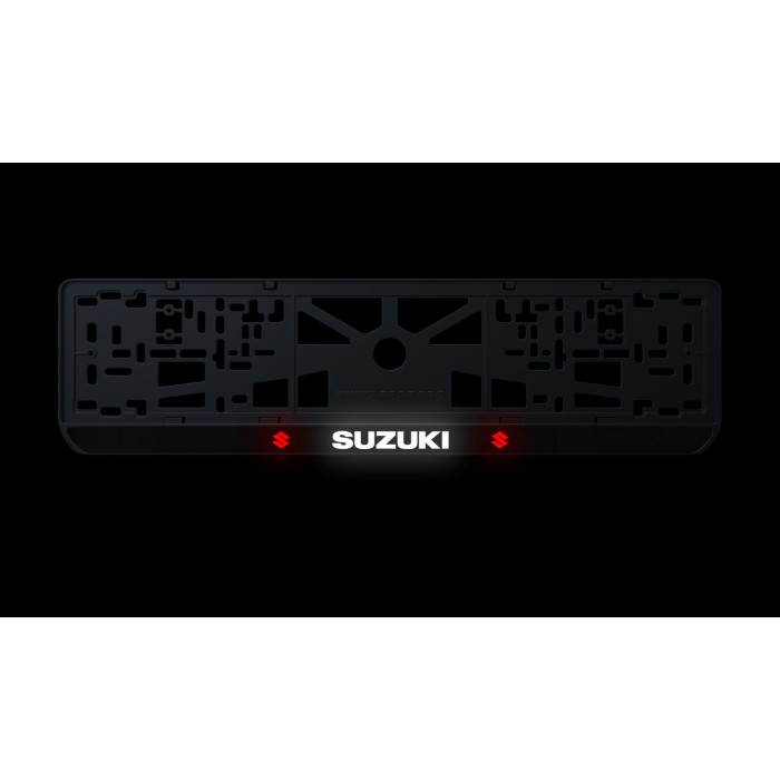 Номерная рамка Suzuki стиль #1 из высококачественного ABS пластика Ledos выглядит как LCD дисплей