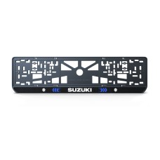 Номерная рамка Suzuki стиль #3 из высококачественного ABS пластика Ledos выглядит как LCD дисплей