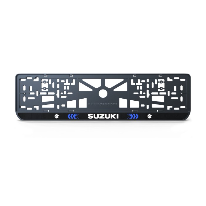 Номерная рамка Suzuki стиль #3 из высококачественного ABS пластика Ledos выглядит как LCD дисплей