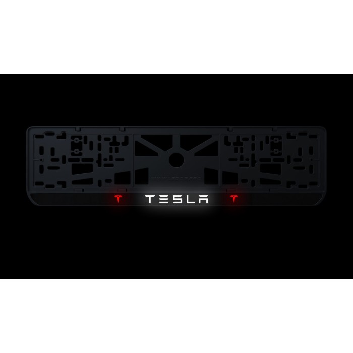 Номерная рамка Tesla стиль #1 из высококачественного ABS пластика Ledos выглядит как LCD дисплей