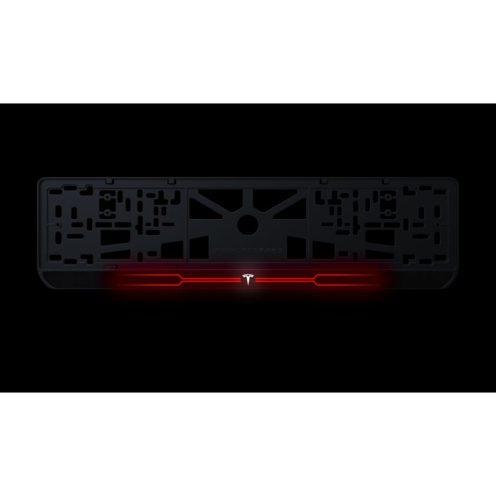 Номерная рамка Tesla стиль #6 из высококачественного ABS пластика Ledos выглядит как LCD дисплей