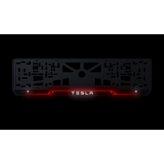 Номерная рамка Tesla стиль #8 из высококачественного ABS пластика Ledos выглядит как LCD дисплей
