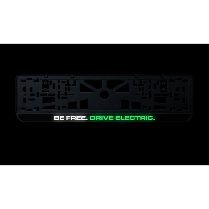 Номерная рамка BE FREE. DRIVE ELECTRIC из высококачественного ABS пластика Ledos выглядит как LCD дисплей