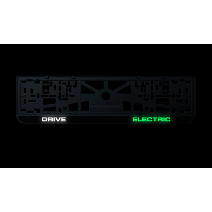 Номерна рамка DRIVE ELECTRIC із високоякісного ABS пластику Ledos виглядає як LCD дисплей.
