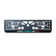 Номерна рамка STOP HYBRID GO V8 із високоякісного ABS пластику Ledos виглядає як LCD дисплей.