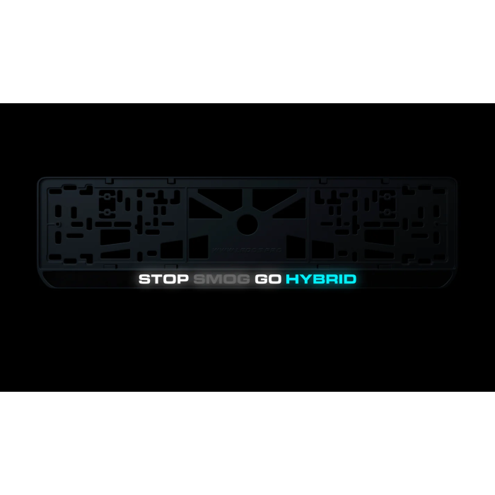 Номерная рамка STOP SMOG GO HYBRID из высококачественного ABS пластика Ledos выглядит как LCD дисплей