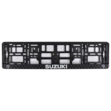 Рамка Сarlife под номер, цветная печать, Suzuki бело-черная