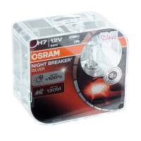 Галогеновые лампы для авто Osram H7 12V 55W +100% Night Breaker Silver (Box-2шт) (красная уп)