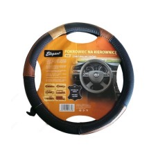 Чехол на руль кожа L (39-40см) черный/т.бежевая Elegant 105697 перфорация