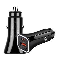 АЗП 12/24V 1USB-1Type-C YY-C06 PD 12W+QC3.0 38W (Led подсветка) Черная