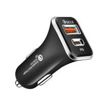 АЗП 12/24V 1USB-1Type-C YY-C04 PD 18W+QC3.0 38W (mini) Чорна