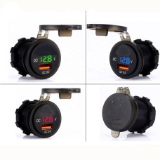 Гнездо под 1 USB+ Вольтметр DC 12-24V/5V красная подсветка с резьбой P12 Red