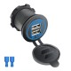 Гнездо под 2 USB DC 12-24V/5V 2,1-1A, подсветка с резьбой SF-50-2 BLUE