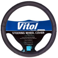 Чехол на руль XL (41-43см) черный (черная нитка) (vitol 16280B XL)