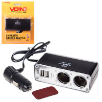 Подовжувач прикурювача 2 виходи+2 USB (1000 mA) /запобіжник (WF-0030) (WF-0030)