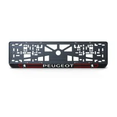 Номерная рамка Peugeot стиль #5 из высококачественного ABS пластика Ledos выглядит как LCD дисплей