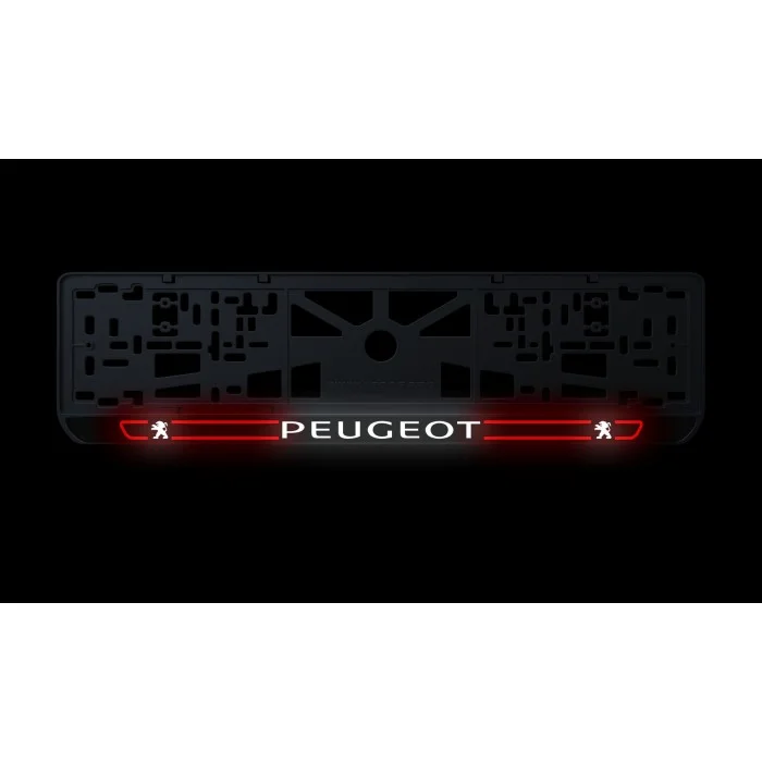 Номерная рамка Peugeot стиль #5 из высококачественного ABS пластика Ledos выглядит как LCD дисплей