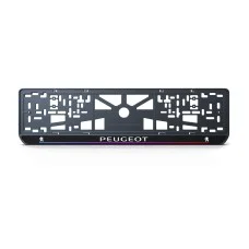 Номерная рамка Peugeot стиль #7 из высококачественного ABS пластика Ledos выглядит как LCD дисплей