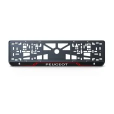 Номерная рамка Peugeot стиль #8 из высококачественного ABS пластика Ledos выглядит как LCD дисплей