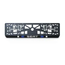 Номерная рамка Seat стиль #3 из высококачественного ABS пластика Ledos выглядит как LCD дисплей