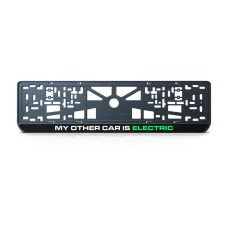 Номерная рамка MY OTHER CAR IS ELECTRIC из высококачественного ABS пластика Ledos выглядит как LCD дисплей