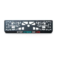 Номерная рамка STOP HYBRID GO LPG из высококачественного ABS пластика Ledos выглядит как LCD дисплей