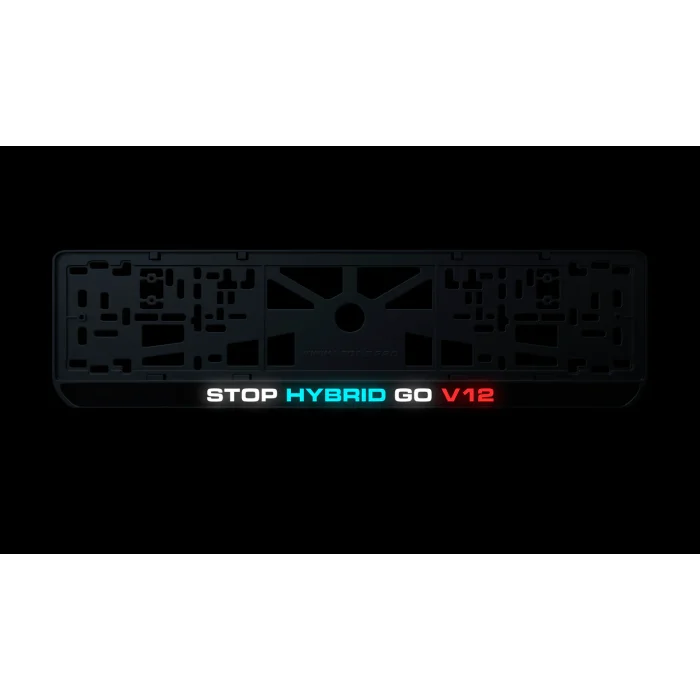 Номерна рамка STOP HYBRID GO V12 із високоякісного ABS пластику Ledos виглядає як LCD дисплей.