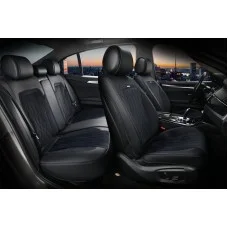 Накидки на сиденья авто 3D Elegant полный комплект Черные (авточехлы MODENA 3D)