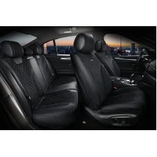 Накидки на сиденья авто 3D Elegant полный комплект Черные (авточехлы TORINO 3D)