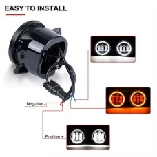 Противотуманные LED Фары Линза с ДХО и поворотом D=100мм 10-30V/15W 7000K (2шт) 4*-45W ip68 circle W/Y