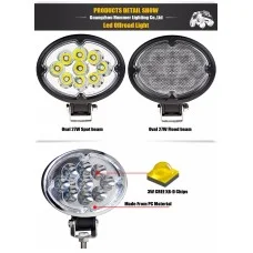 Фара-LED Овал 27W 147*150*73мм (3W*9) 10-30V Дальнее/Spot (16-27W) (1шт) 2701