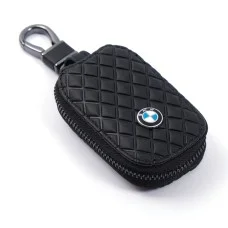 Чехол для ключей с карабином BMW (экокожа) Ромб