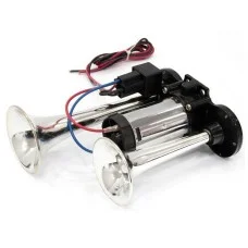 Сигнал воздушный 12v 2 дудки хром SL1020 220мм 